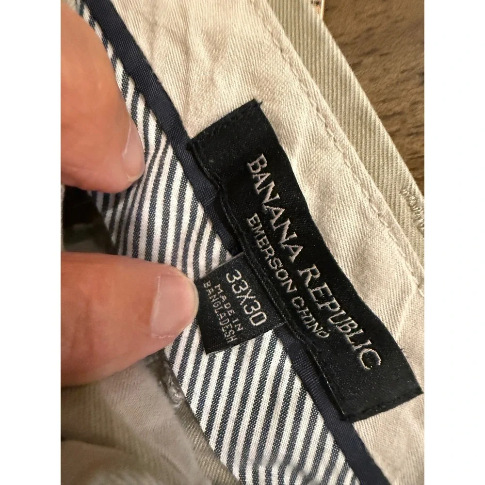 Banana Republic Emerson Chino Mens‎ 33x30 Khaki Tan Straight Leg Pants 2091